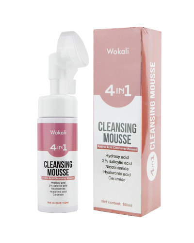 Пінка-мус для вмивання Wokali 4 in 1 Cleansing Mousse з гіалуроновою саліциловою гідроксикислотою нікотинамідом та церамід 150 мл