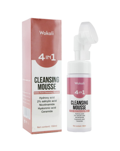 Пінка-мус для вмивання Wokali 4 in 1 Cleansing Mousse з гіалуроновою саліциловою гідроксикислотою нікотинамідом та церамід 150 мл