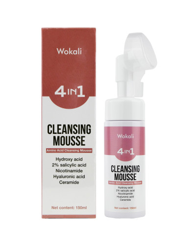 Пінка-мус для вмивання Wokali 4 in 1 Cleansing Mousse з гіалуроновою саліциловою гідроксикислотою нікотинамідом та церамід 150 мл