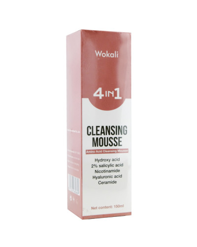 Пінка-мус для вмивання Wokali 4 in 1 Cleansing Mousse з гіалуроновою саліциловою гідроксикислотою нікотинамідом та церамід 150 мл