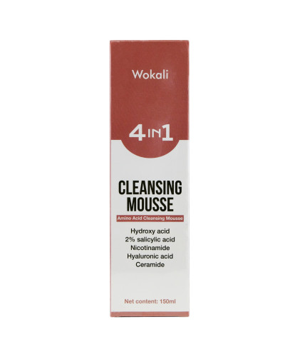 Пінка-мус для вмивання Wokali 4 in 1 Cleansing Mousse з гіалуроновою саліциловою гідроксикислотою нікотинамідом та церамід 150 мл