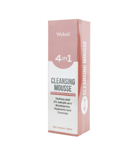 Пінка-мус для вмивання Wokali 4 in 1 Cleansing Mousse з гіалуроновою саліциловою гідроксикислотою нікотинамідом та церамід 150 мл