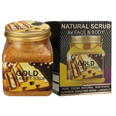 Натуральный скраб для лица и тела Wokali Gold Face and Body Scrub с золотом WKL595 500 мл 