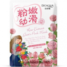 Тканинна маска для обличчя BIOAQUA Rose Extract Goats Pink Mask з козячим молоком та екстрактом троянди 30 г