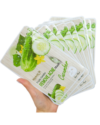 Тканинна маска Wokali Cucumber Fruits Gelato Remove Acne Mask з екстрактом огірка HA-3011 (30мл*10шт)