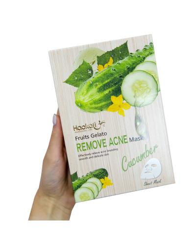 Тканинна маска Wokali Cucumber Fruits Gelato Remove Acne Mask з екстрактом огірка HA-3011 (30мл*10шт)